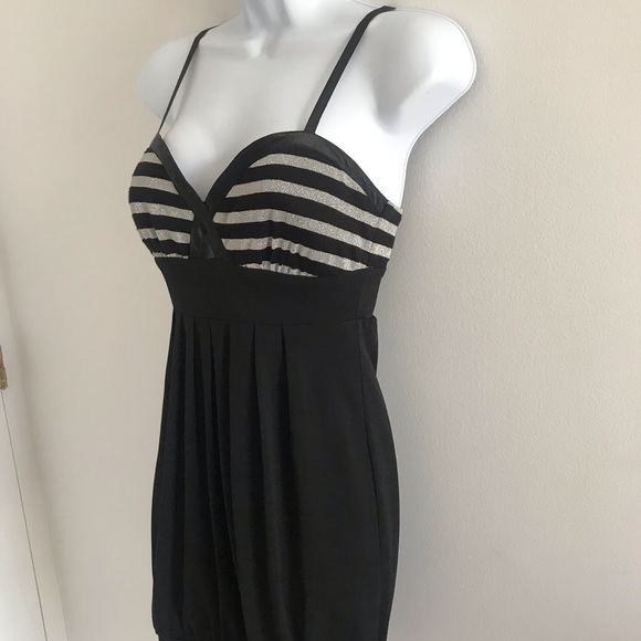 COPY - Guess Chic Silver Stripes & Black Pleaded Dress - Picture 6 of 15